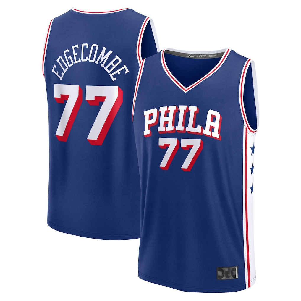 Mdoa P.76ers #77 V. J. Edgecombe Royal 2025 Draft First Round Pick Fast Break Replica Jerseys - Icon Edition