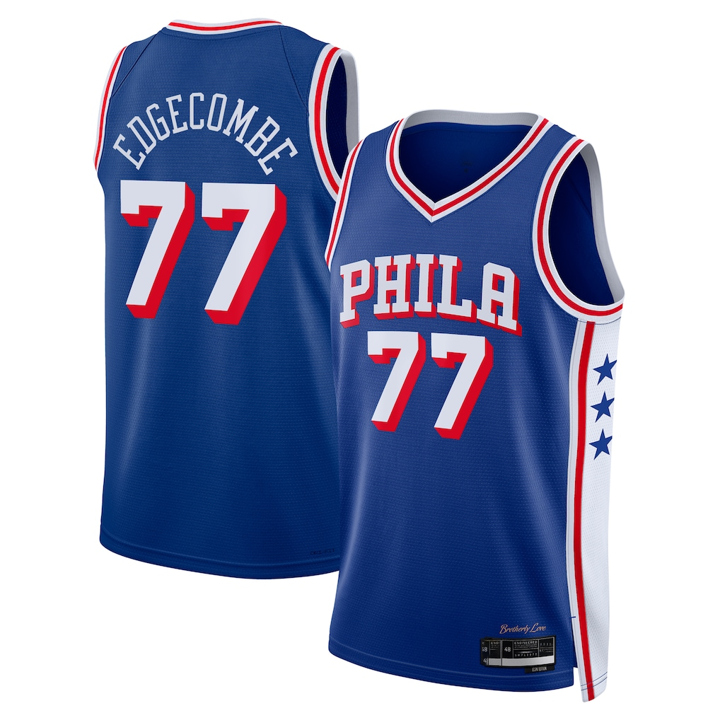 Mdoa P.76ers #77 V. J. Edgecombe Royal 2025 Draft First Round Pick Swingman Jerseys - Icon Edition