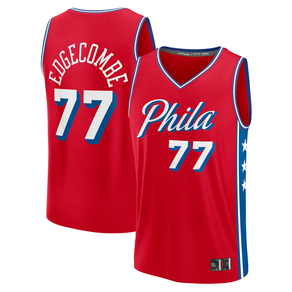 Mdoa P.76ers #77 VJ Edgecombe Red Fast Break Replica Player Jerseys - Statement Edition