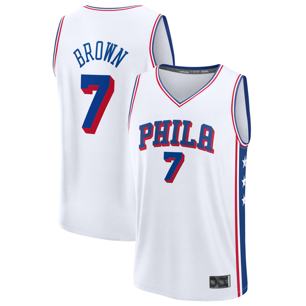 Mdoa P.76ers #7 Jaylen Brown White Fast Break Jerseys - Association Edition