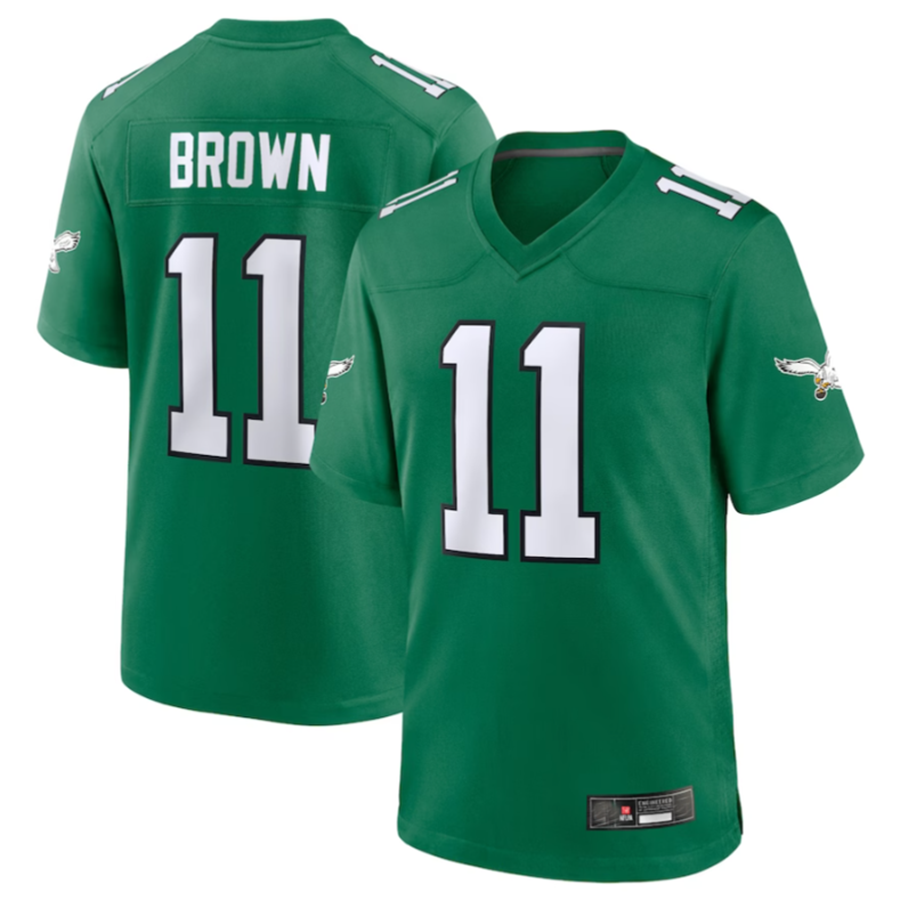 Mdoa P.Eagles #11 A.J. Brown Green Alternate Game Player Stitched American Stitched Jerseys