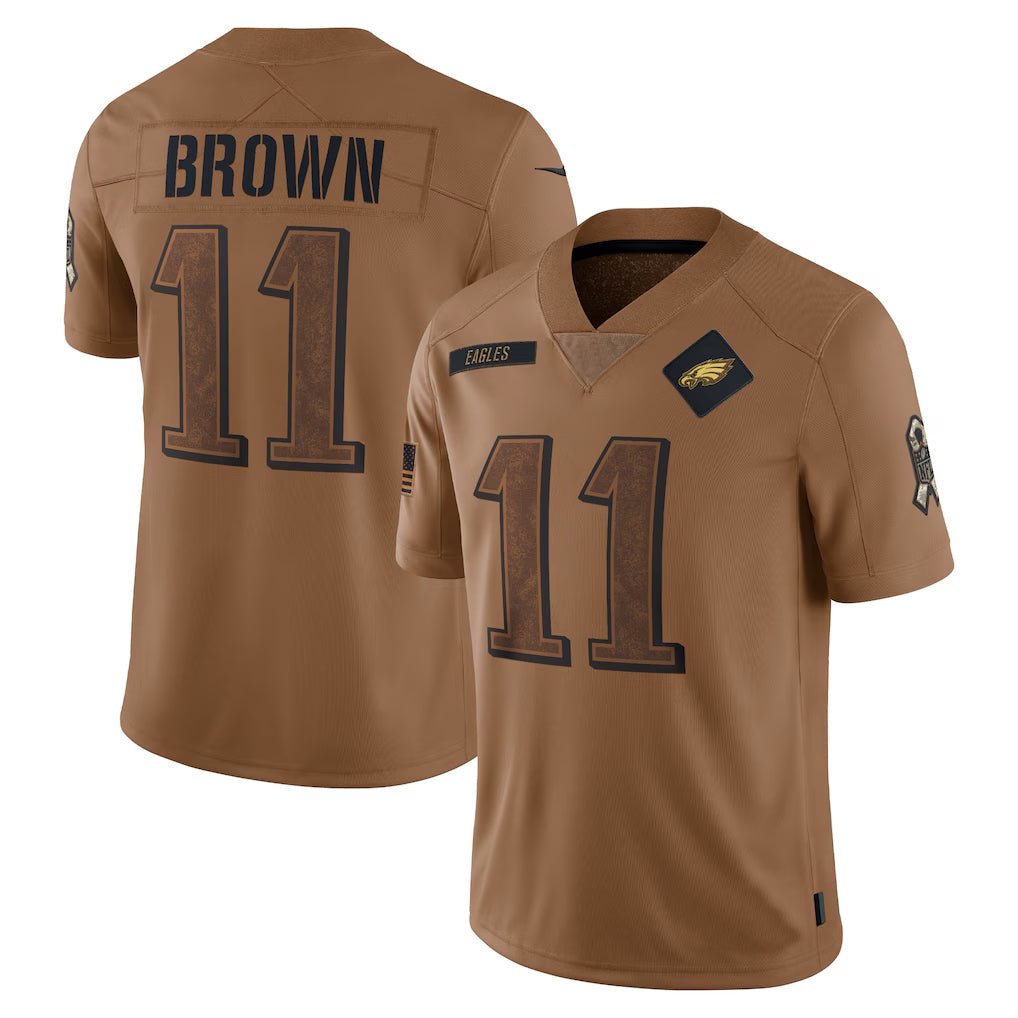 Mdoa P.Eagles #11 A.J. Brown Player Brown Salute To Service Limited Stitched Jerseys