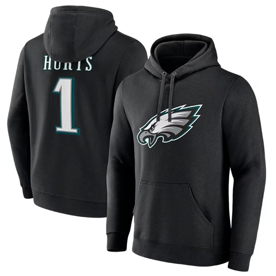 Mdoa P.Eagles #1 Jalen Hurts Player Black Military Hoodie Game Stitched Jerseys