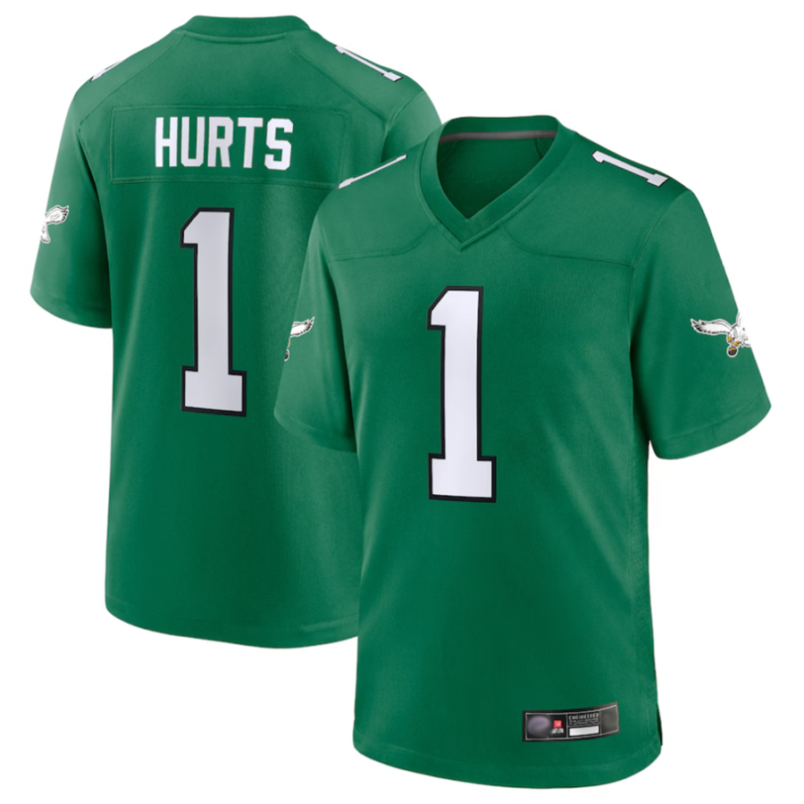 Mdoa P.Eagles #1 Jalen Hurts Player Kelly Green Game Stitched Jerseys