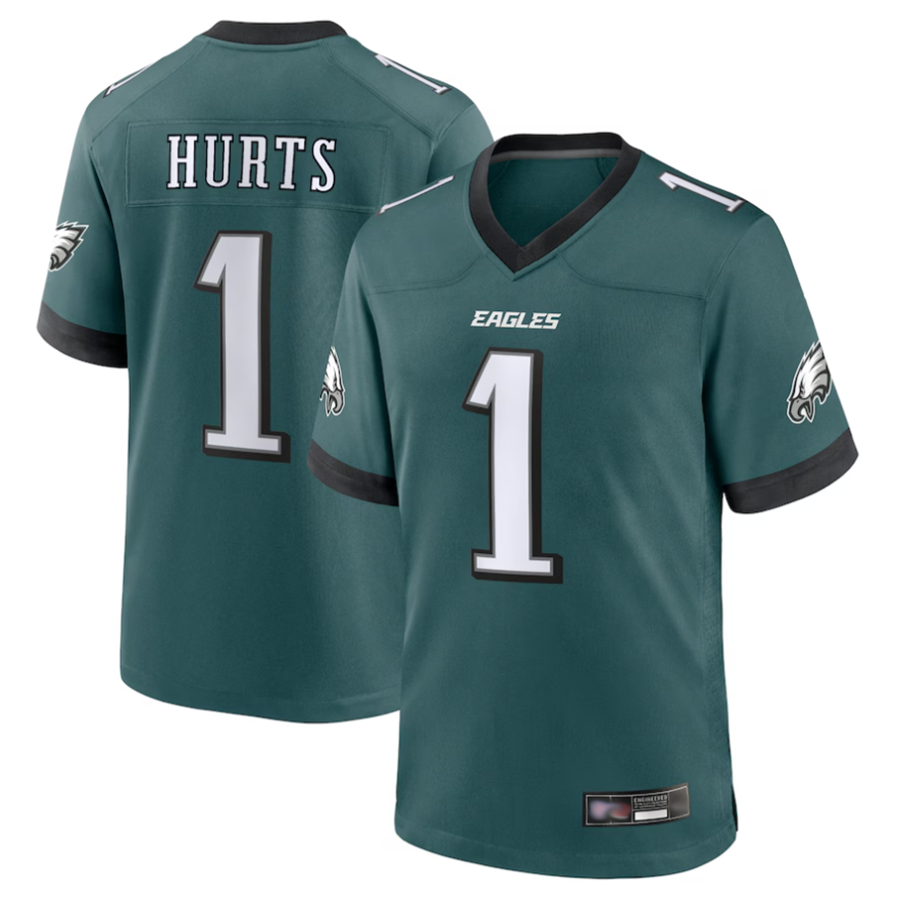 Mdoa P.Eagles #1 Jalen Hurts Player Midnight Green Game Stitched Jerseys