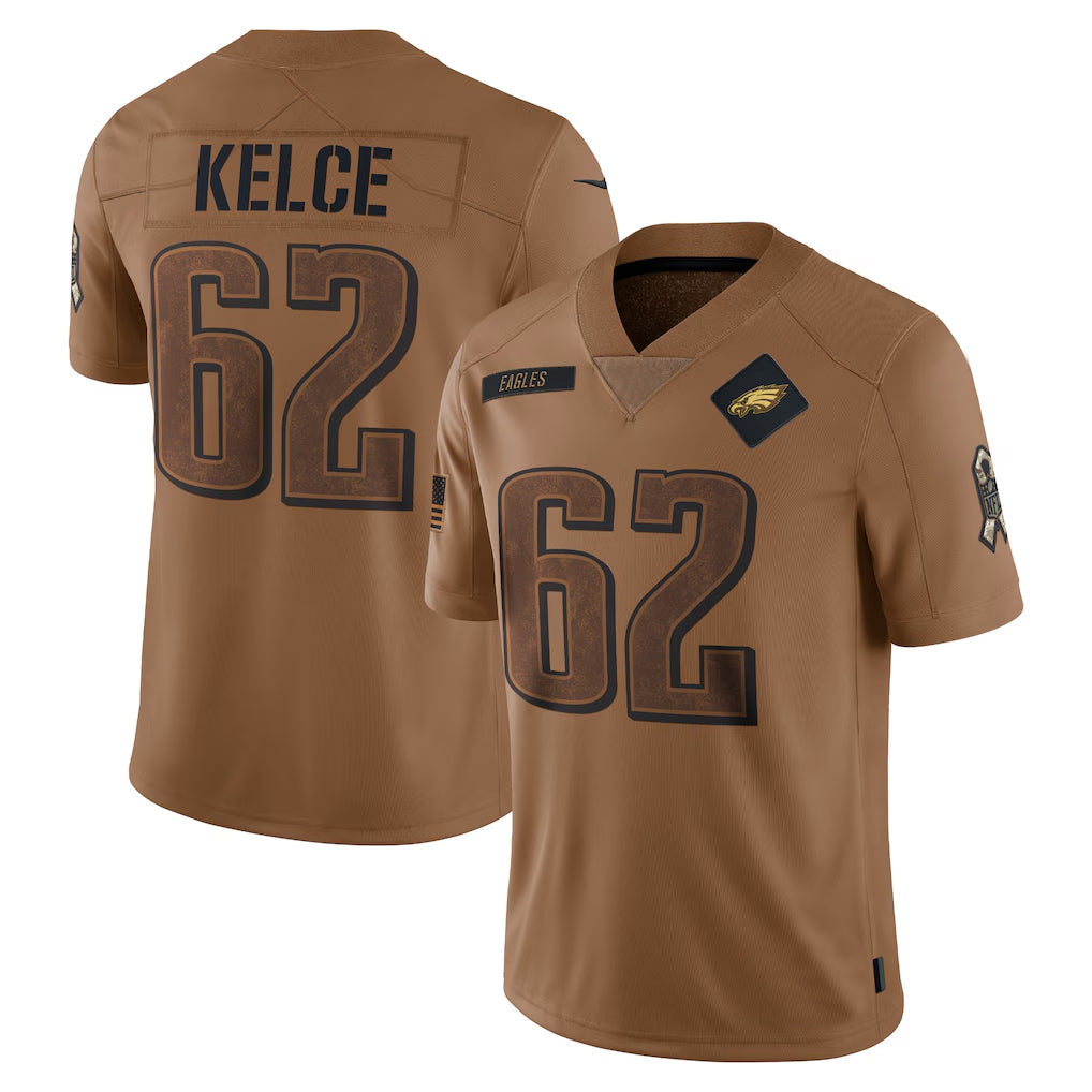 Mdoa P.Eagles #62 Jason Kelce Player Brown Salute To Service Limited Stitched Jerseys