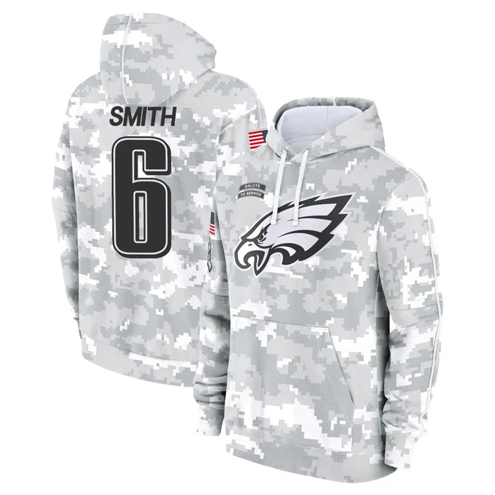 Mdoa P.Eagles #6 DeVonta Smith Player Arctic Camo Salute to Service Pullover Hoodies Limited Game Stitched Jerseys