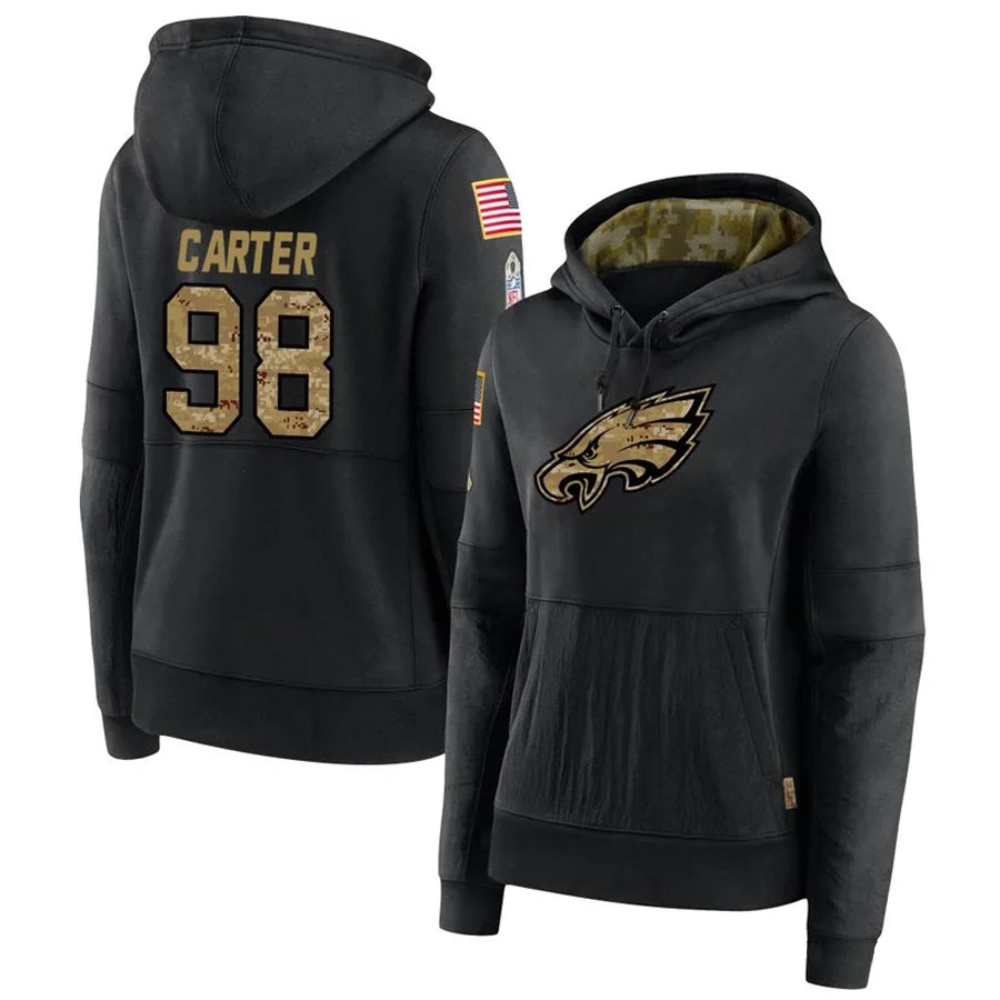 Mdoa P.Eagles #98 Jalen Carter Player Black Military Hoodie Game Stitched Jerseys