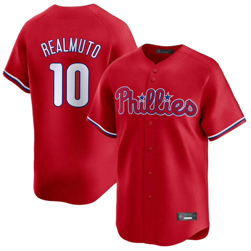 Mdoa P.Phillies #10 J.T. Realmuto Player Red Home Limited Stitched Jerseys