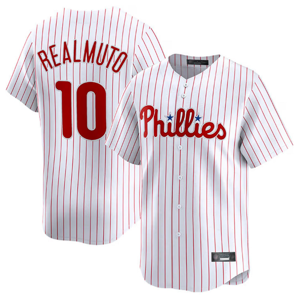 Mdoa P.Phillies #10 J.T. Realmuto Player White Home Limited Stitched Jerseys
