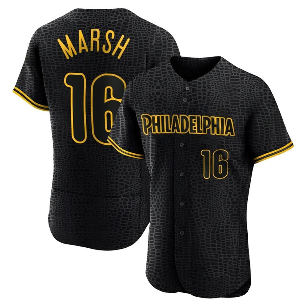 Mdoa P.Phillies #16 Brandon Marsh Player Black Snake Skin City Home Limited Elite Stitched Jerseys