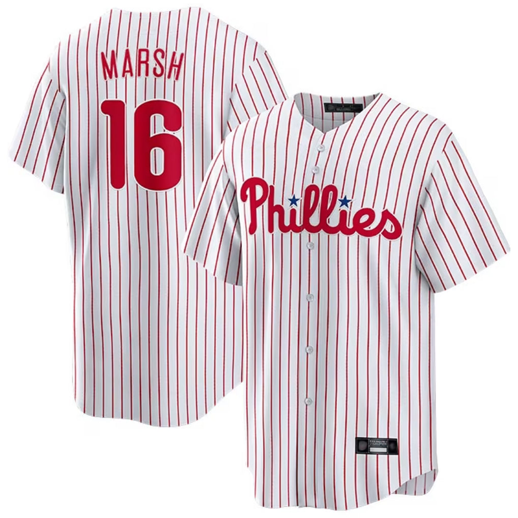 Mdoa P.Phillies #16 Brandon Marsh Player White Home Game Stitched Jerseys
