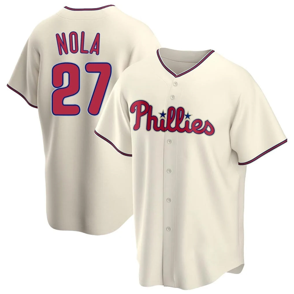 Mdoa P.Phillies #27 Aaron Nola Player Cream Home Game Stitched Jerseys