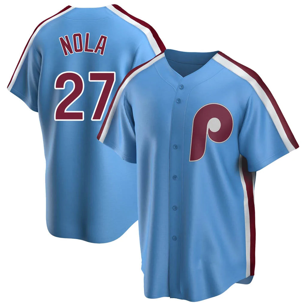 Mdoa P.Phillies #27 Aaron Nola Player Light Blue Replica Game Stitched Jerseys