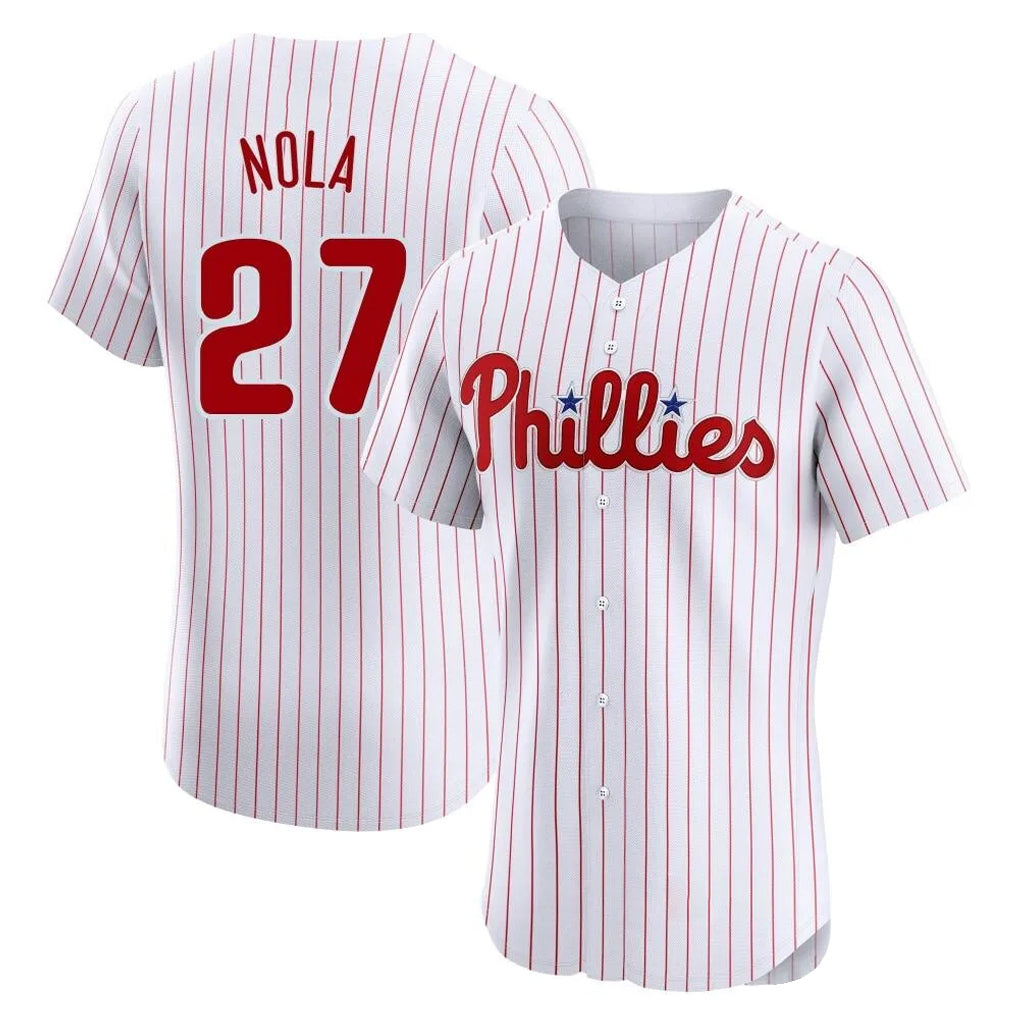 Mdoa P.Phillies #27 Aaron Nola Player White Home Limited Elite Stitched Jerseys