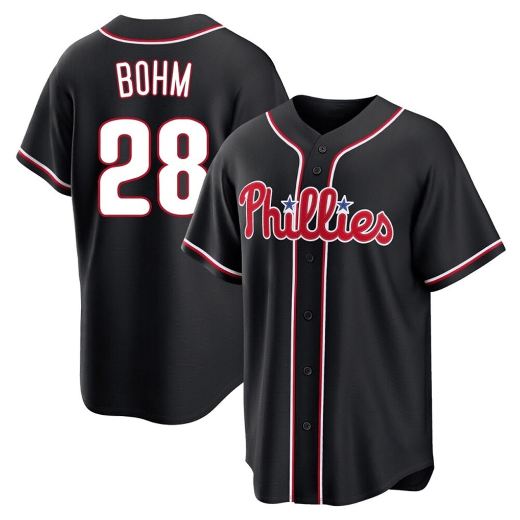 Mdoa P.Phillies #28 Alec Bohm Player Black Fashion Out Home Game Stitched Jerseys