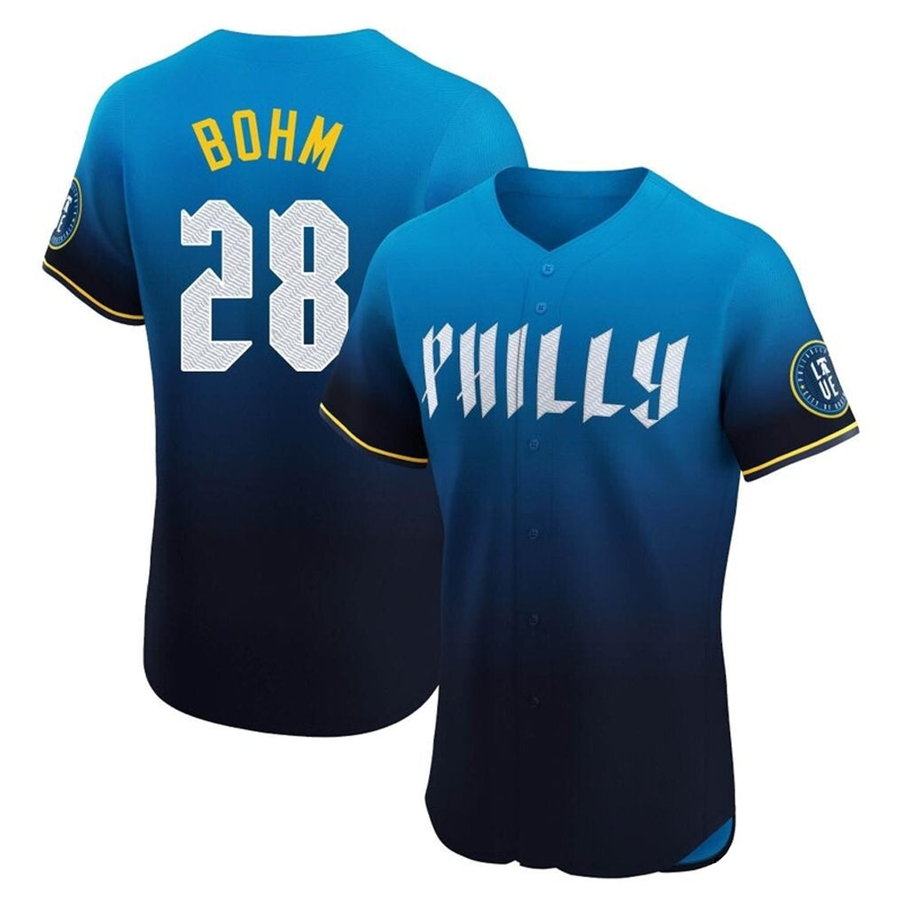 Mdoa P.Phillies #28 Alec Bohm Player Blue City Connect Home Limited Elite Stitched Jerseys