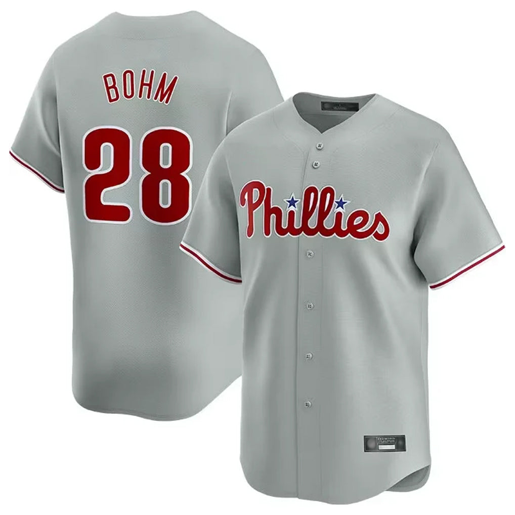 Mdoa P.Phillies #28 Alec Bohm Player Gray Home Limited Stitched Jerseys