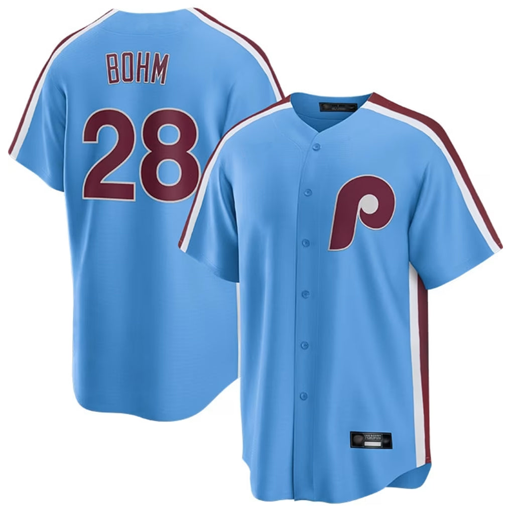 Mdoa P.Phillies #28 Alec Bohm Player Light Blue Home Game Stitched Jerseys