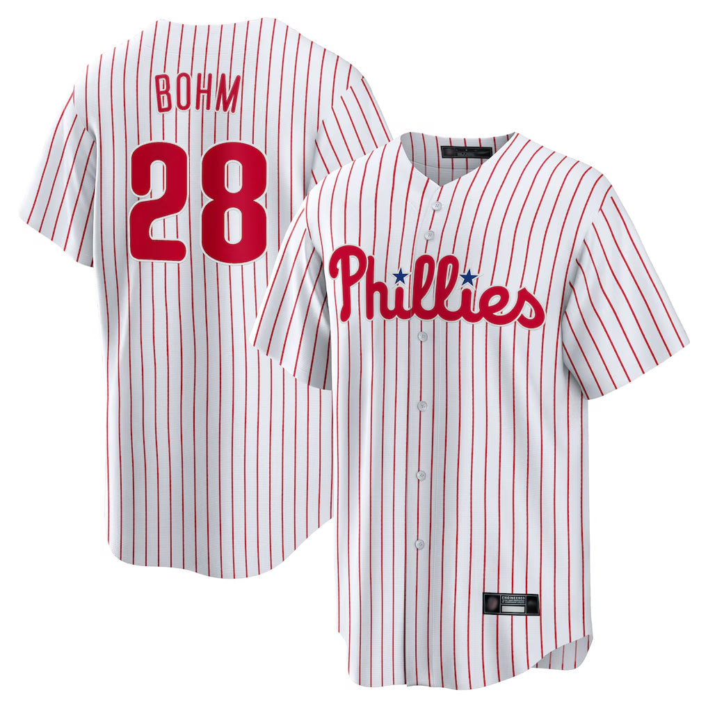 Mdoa P.Phillies #28 Alec Bohm Player White Home Game Stitched Jerseys