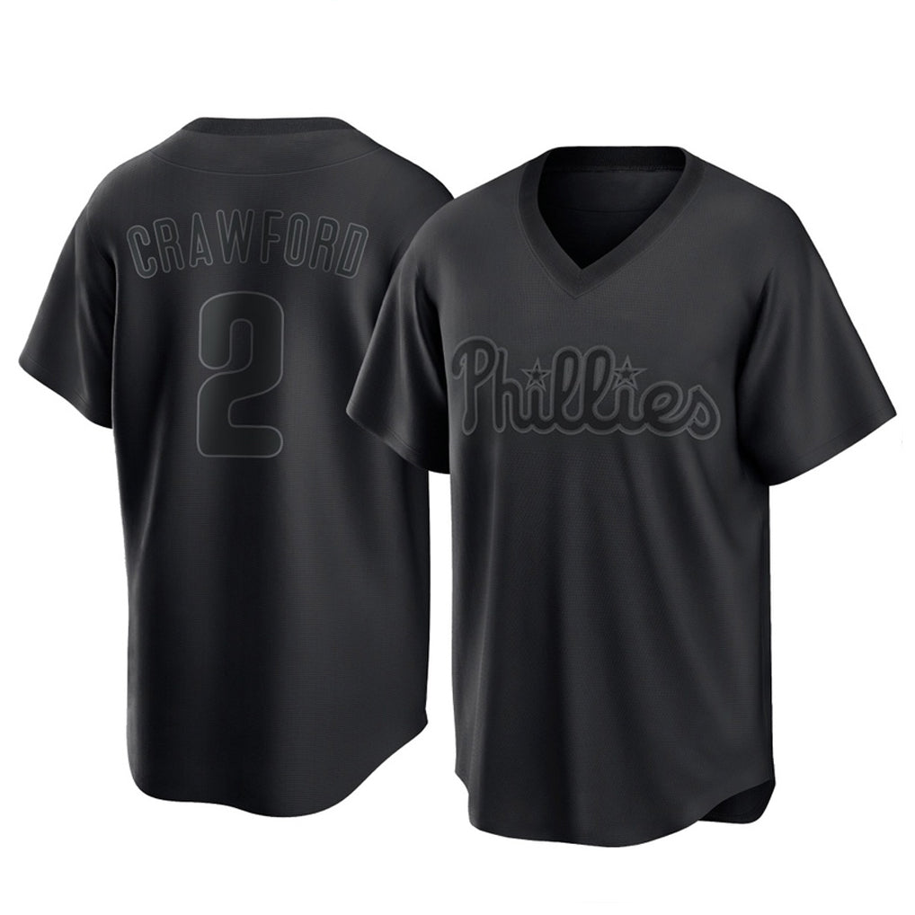 Mdoa P.Phillies #2 Justin Crawford Player Black Pitch Fashion Limited T-shirt Stitched Jerseys