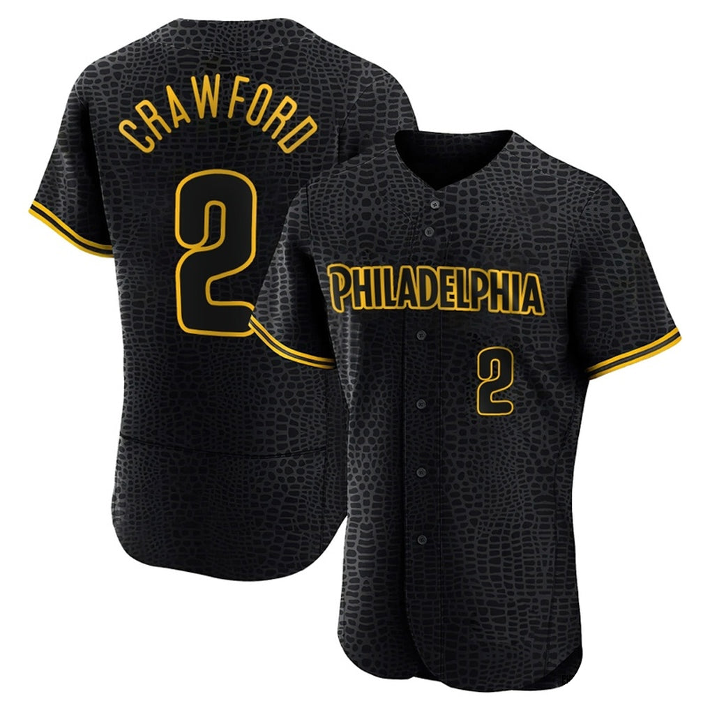Mdoa P.Phillies #2 Justin Crawford Player Black Snake Skin City Home Limited Elite Stitched Jerseys