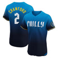 Mdoa P.Phillies #2 Justin Crawford Player Blue City Connect Home Limited Elite Stitched Jerseys