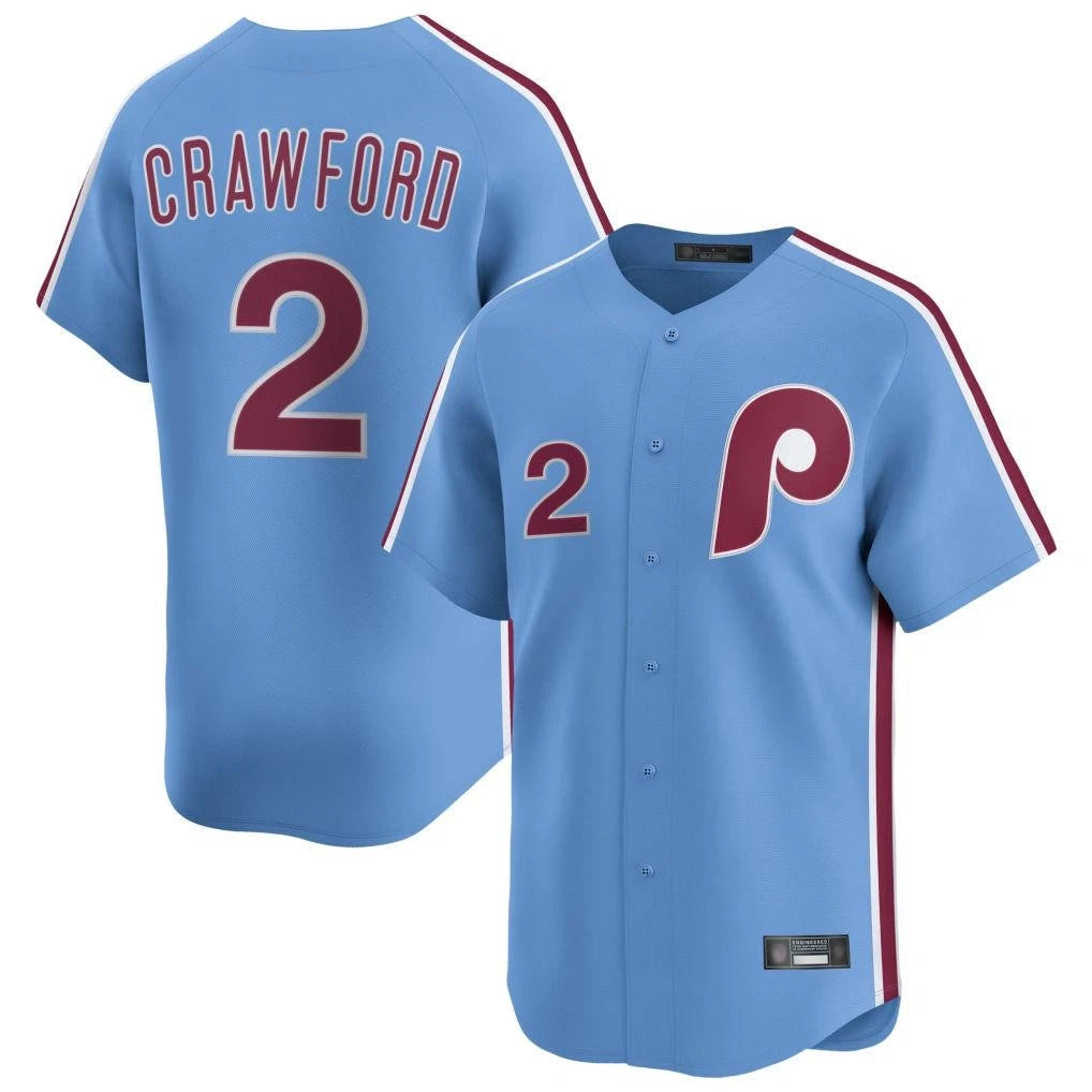 Mdoa P.Phillies #2 Justin Crawford Player Light Blue Home Limited Stitched Jerseys