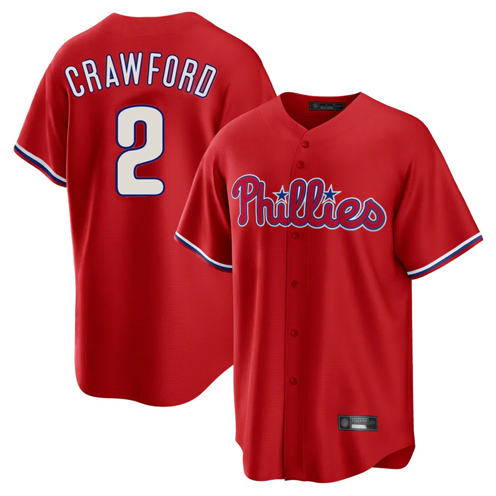 Mdoa P.Phillies #2 Justin Crawford Player Red Home Game Stitched Jerseys