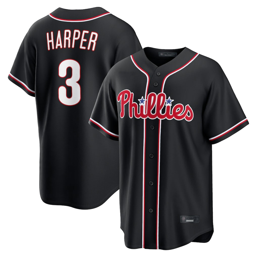 Mdoa P.Phillies #3 Bryce Harper Player Black Fashion Out Home Game Stitched Jerseys