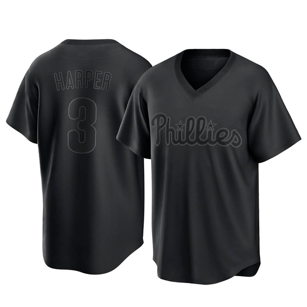 Mdoa P.Phillies #3 Bryce Harper Player Black Pitch Fashion Limited T-shirt Stitched Jerseys