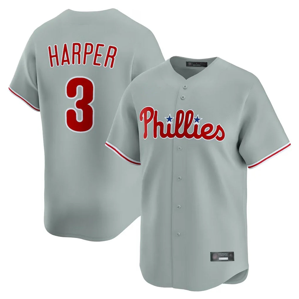 Mdoa P.Phillies #3 Bryce Harper Player Gray Home Limited Stitched Jerseys