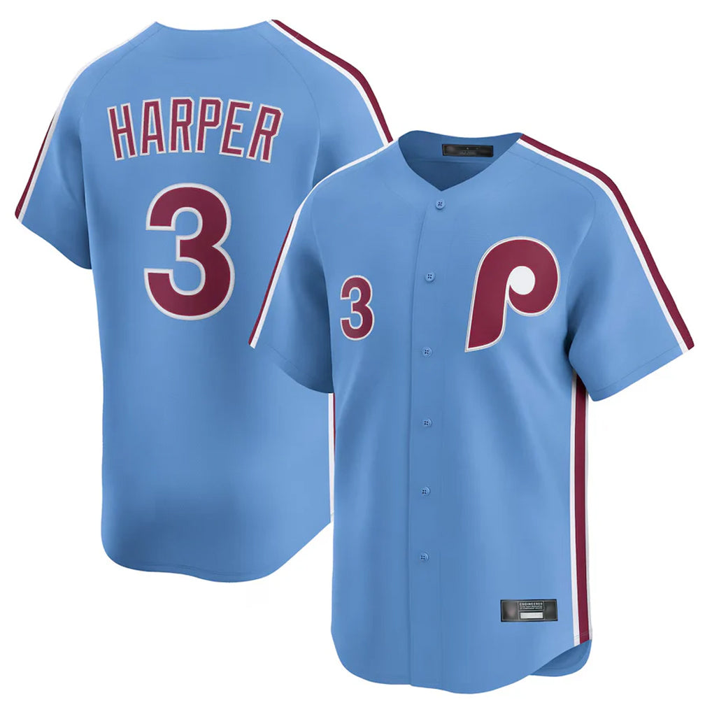 Mdoa P.Phillies #3 Bryce Harper Player Light Blue Home Limited Stitched Jerseys