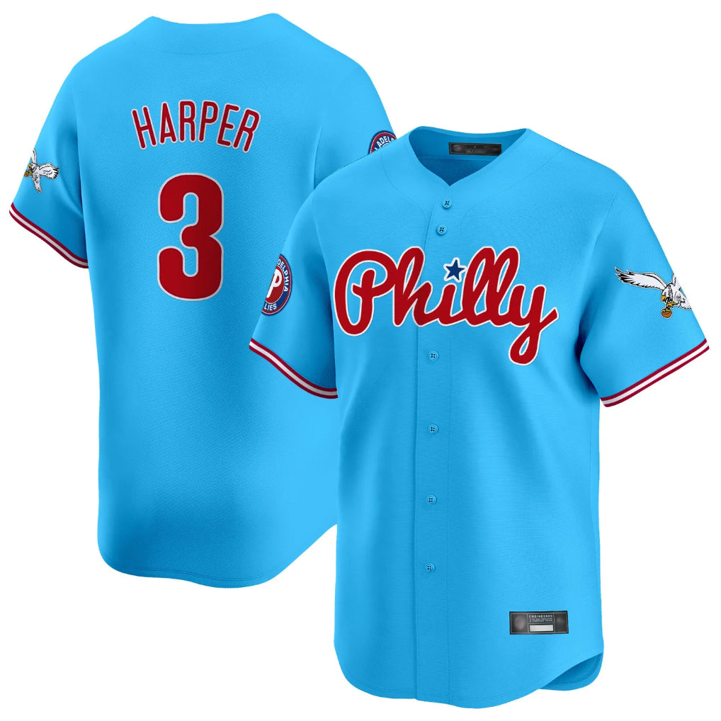 Mdoa P.Phillies #3 Bryce Harper Player Light Blue Phillies & Eagles Vapor Premier Limited Stitched Jerseys