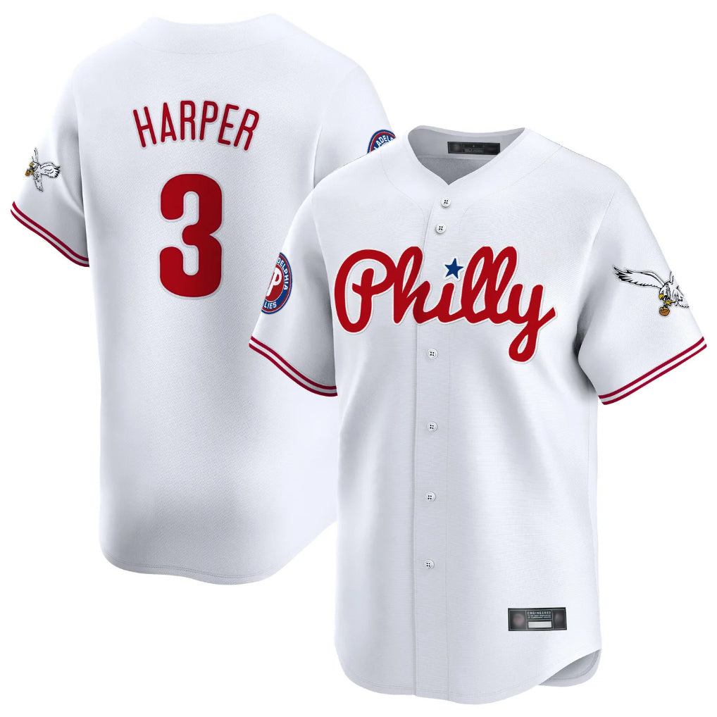 Mdoa P.Phillies #3 Bryce Harper Player White Phillies & Eagles Vapor Premier Limited Stitched Jersey