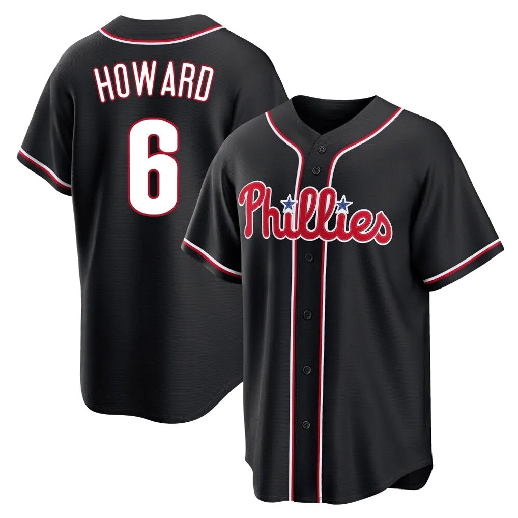 Mdoa P.Phillies #6 Ryan Howard Player Black Fashion Out Home Game Stitched Jerseys