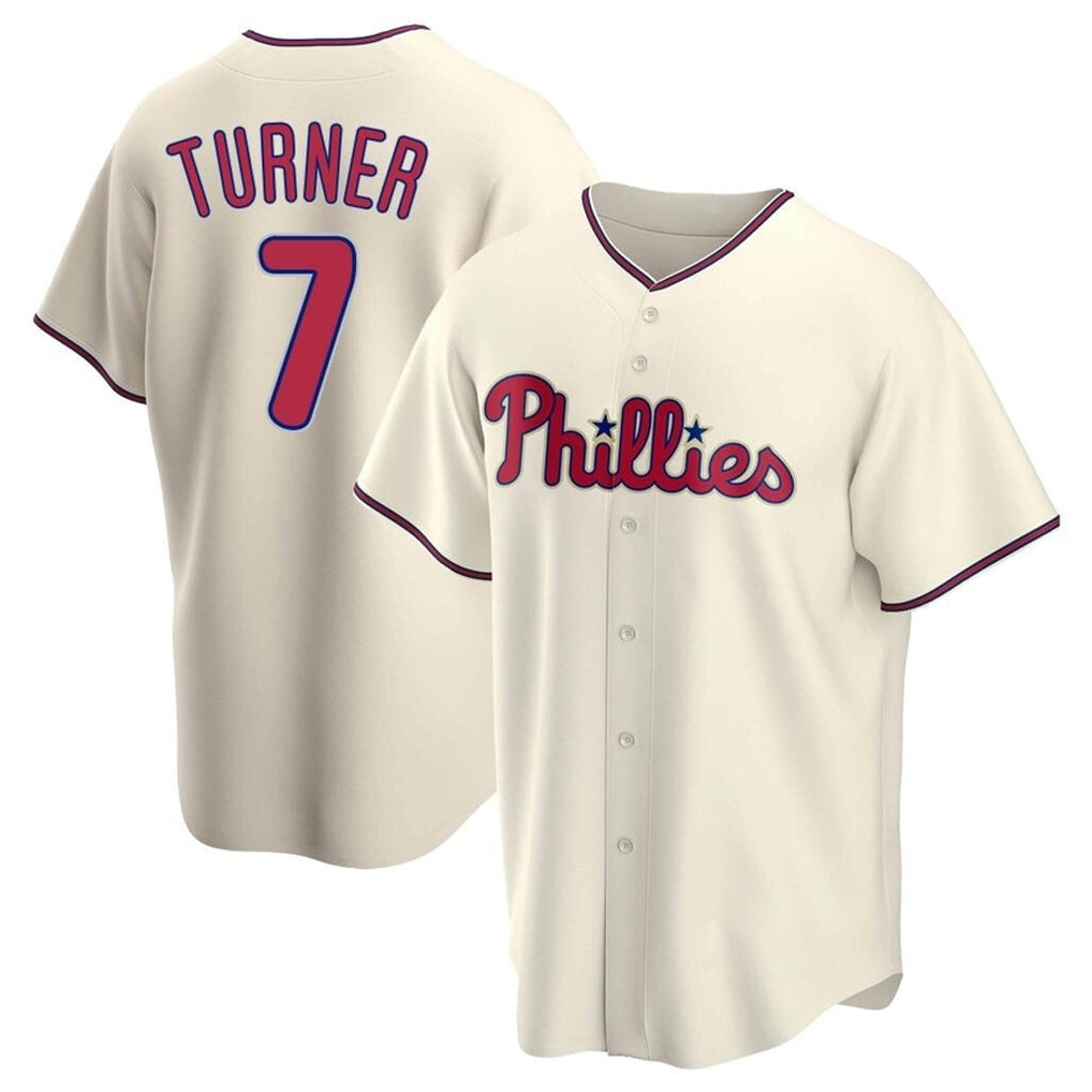 Mdoa P.Phillies #7 Trea Turner Player Cream Home Game Stitched Jerseys