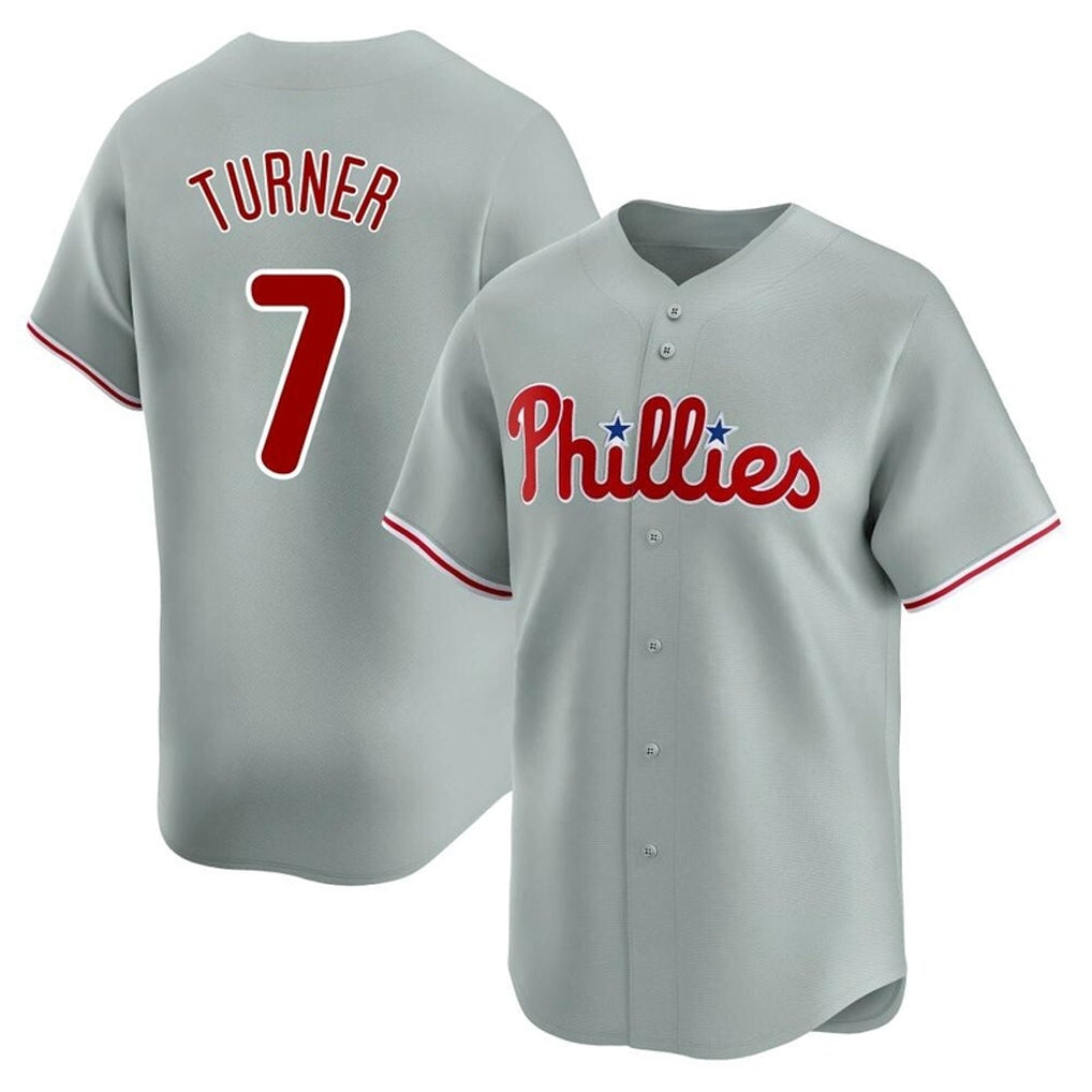 Mdoa P.Phillies #7 Trea Turner Player Gray Home Limited Stitched Jerseys