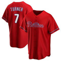 Mdoa P.Phillies #7 Trea Turner Player Red Home Game Stitched Jerseys