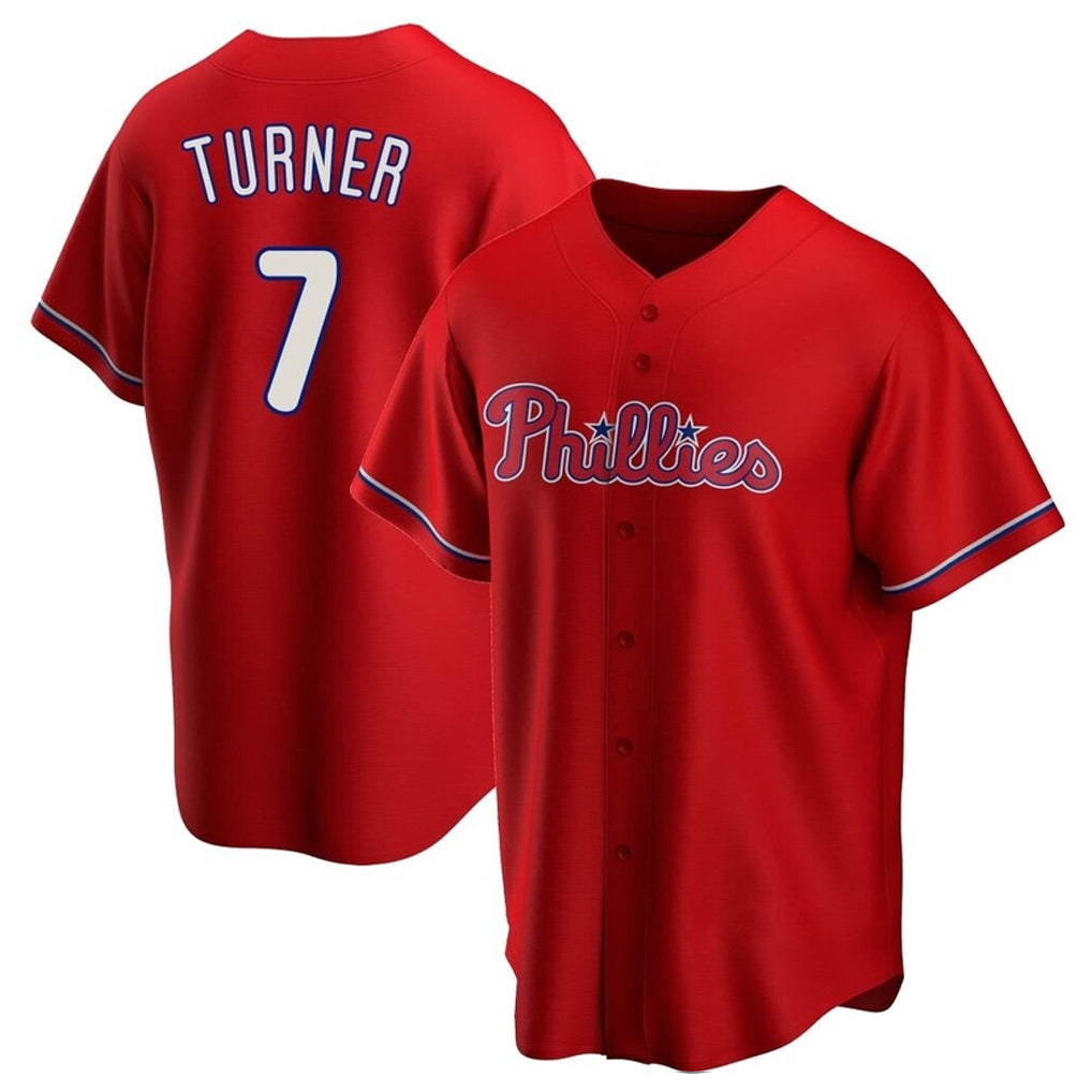 Mdoa P.Phillies #7 Trea Turner Player Red Home Game Stitched Jerseys
