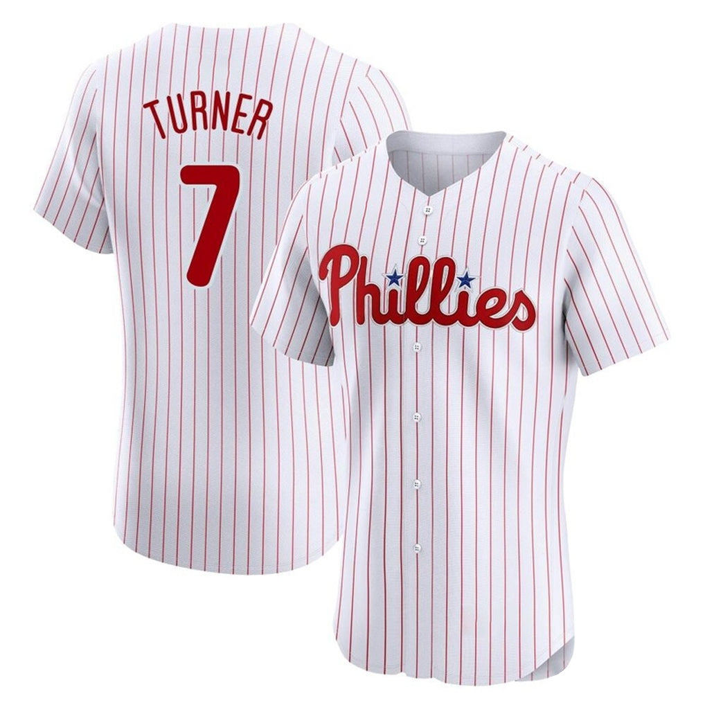 Mdoa P.Phillies #7 Trea Turner Player White Pinstripe Phillies & Eagles Vapor Premier Limited Elite Stitched Jerseys