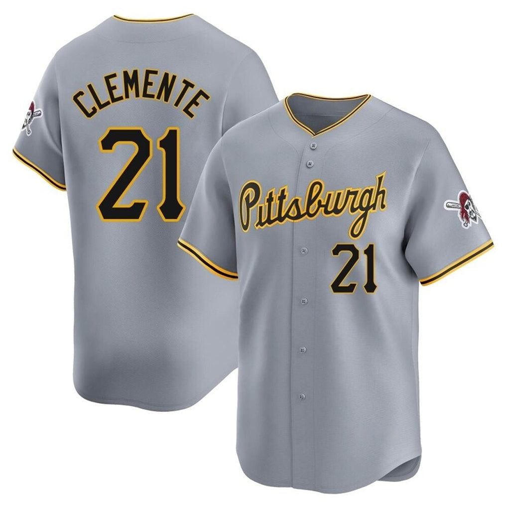 Mdoa P.Pirates #21 Roberto Clemente Player Gray Road Home Limited Stitched Jerseys