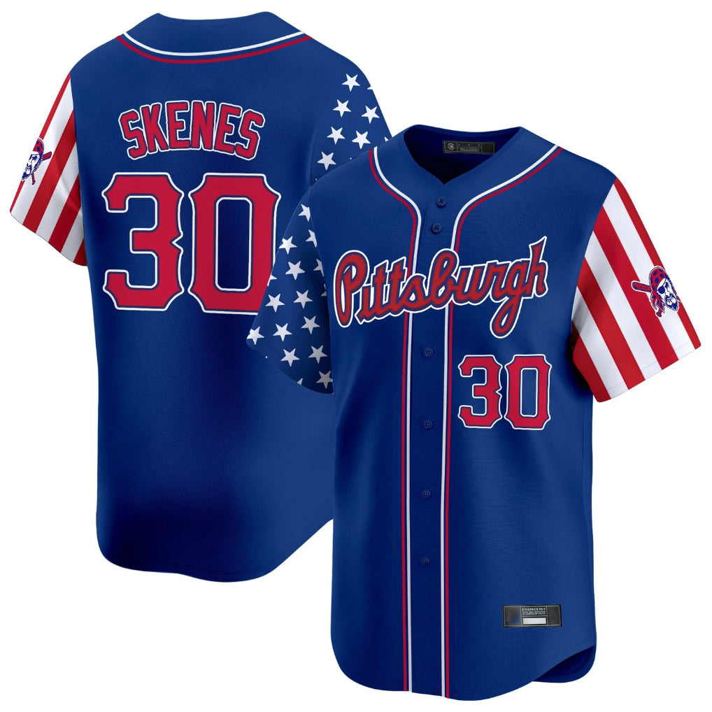Mdoa P.Pirates #30 Paul Skenes Player Royal 2025 Independence Day Vapor Premier Limited Stitched Jerseys