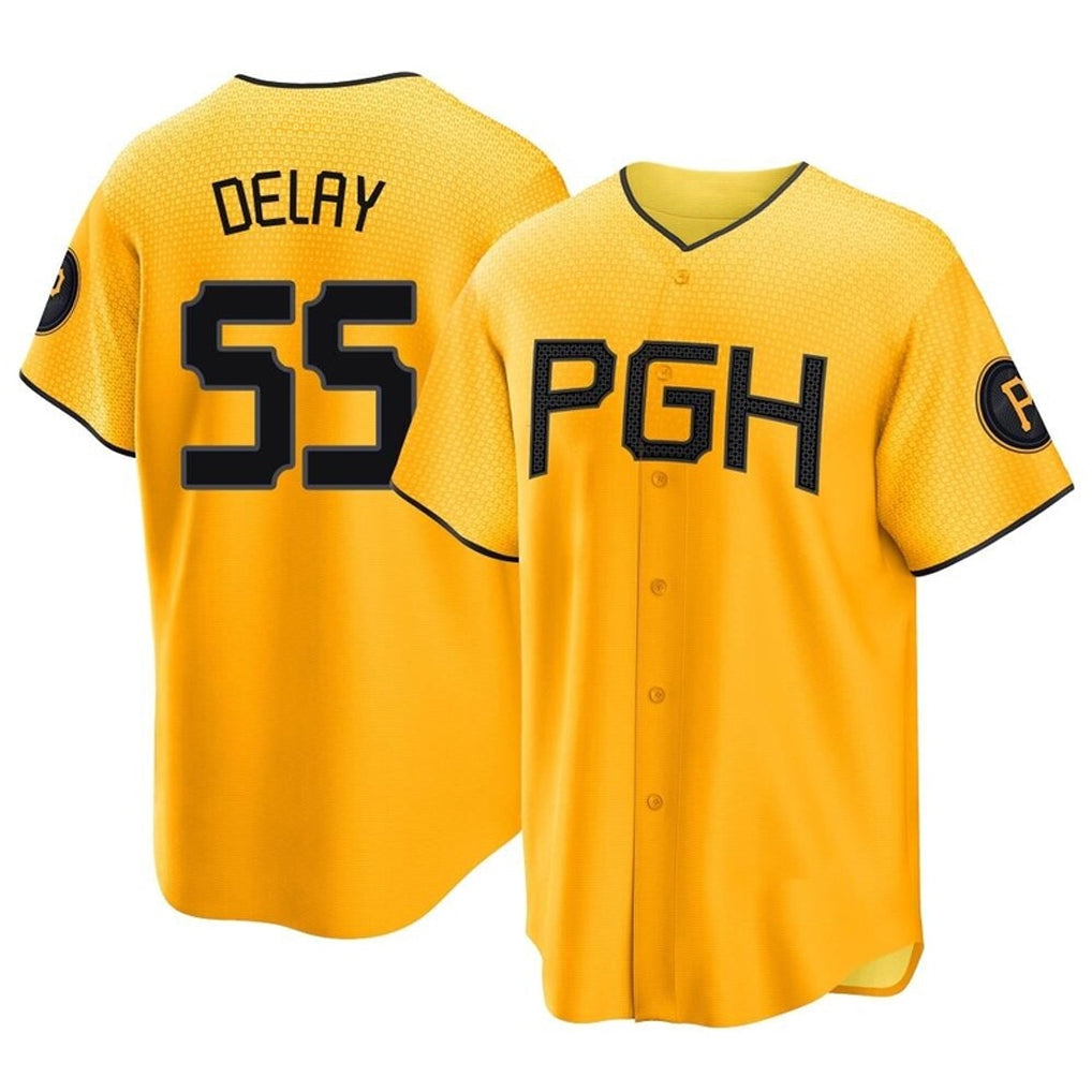 Mdoa P.Pirates #55 Jason Delay Player Gold City Connect Home Game Stitched Jerseys