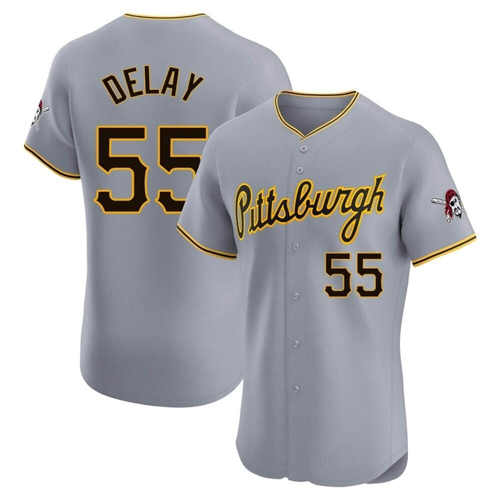 Mdoa P.Pirates #55 Jason Delay Player Gray Road Home Limited Elite Stitched Jerseys