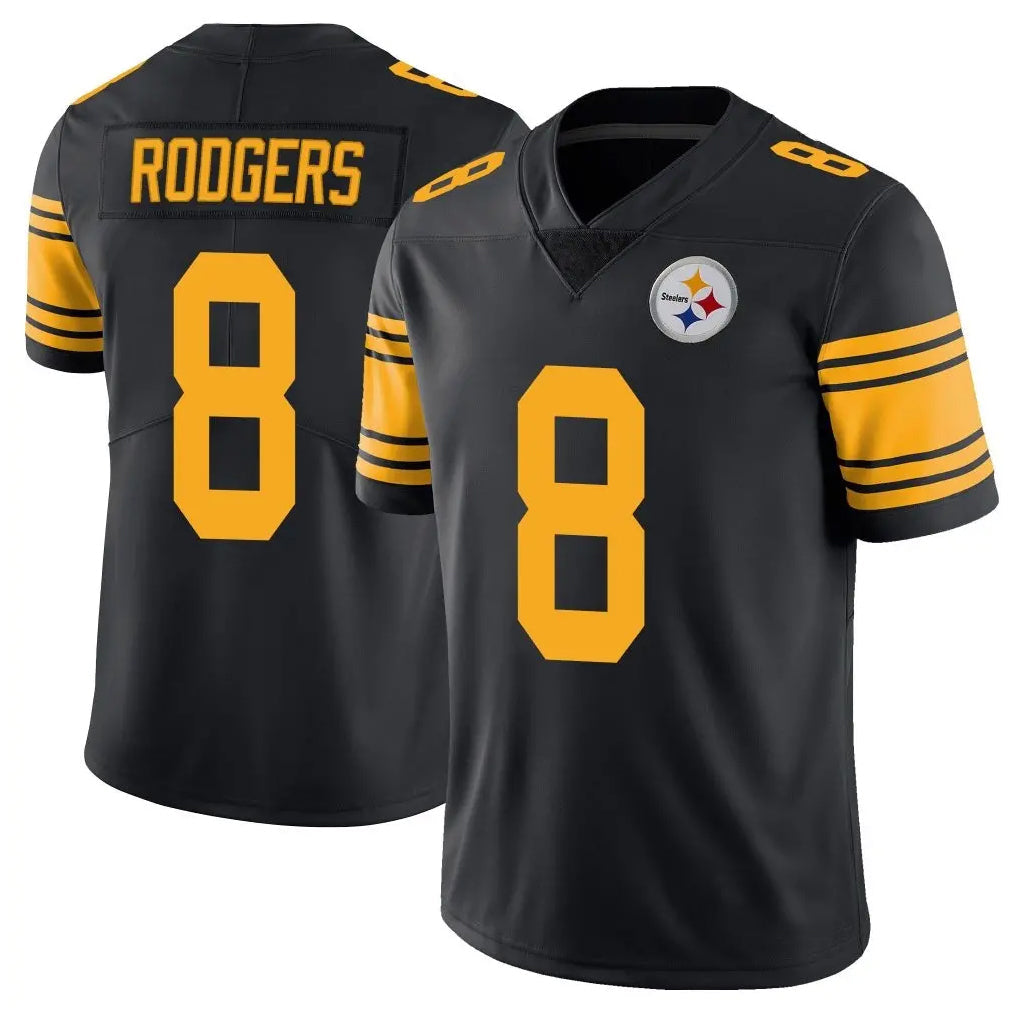 Mdoa P.Steelers #8 Aaron Rodgers Player Black Limited Color Rush Home Game Stitched Jerseys