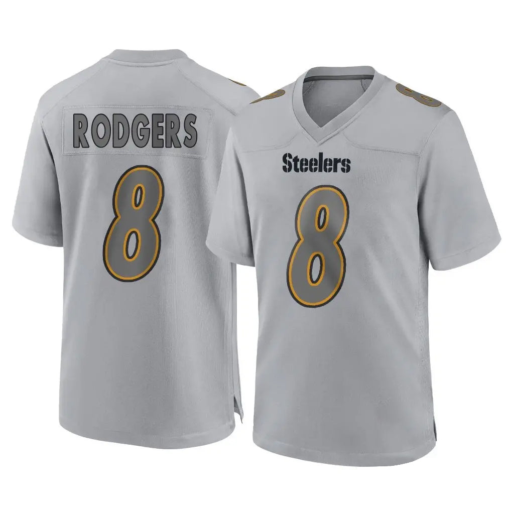 Mdoa P.Steelers #8 Aaron Rodgers Player Gray Atmosphere Fashion Home Game Stitched Jerseys