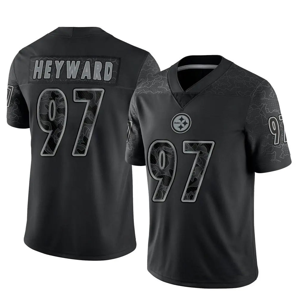 Mdoa P.Steelers #97 Cameron Heyward Player Black Limited Reflective Stitched Jerseys