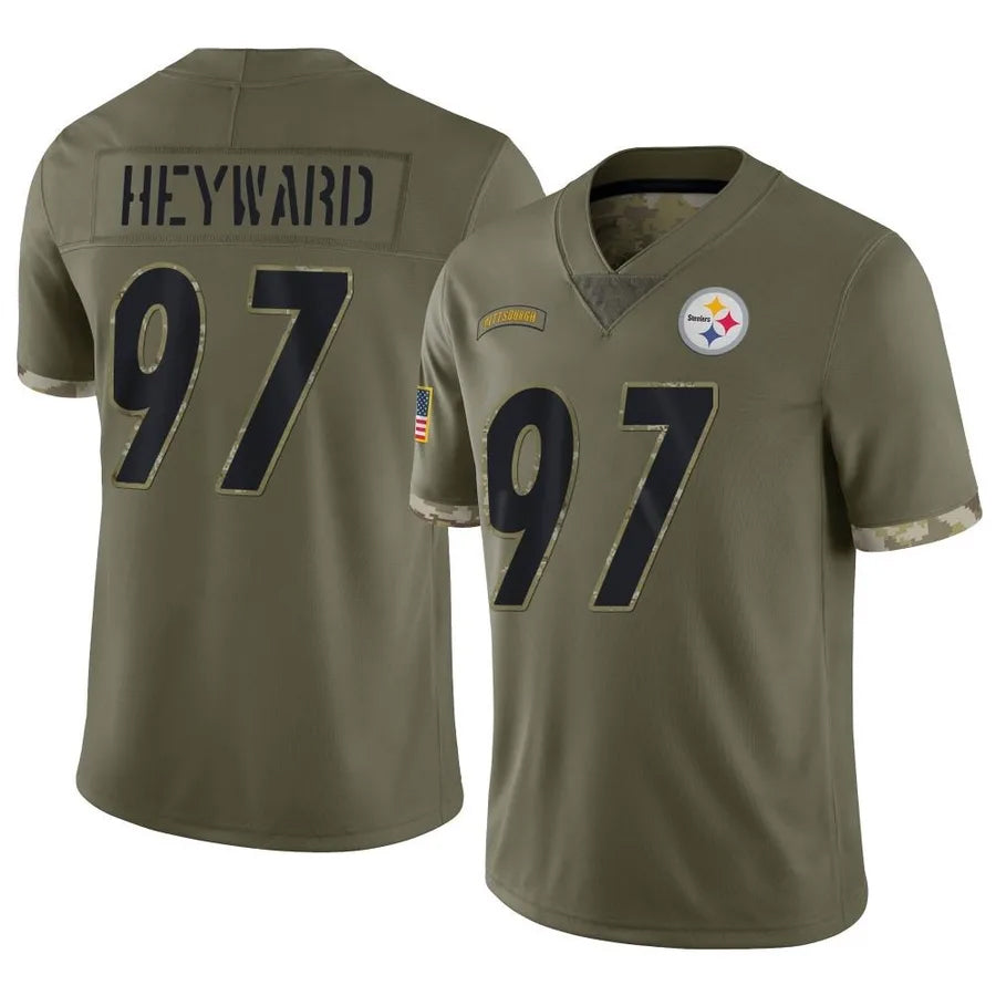 Mdoa P.Steelers #97 Cameron Heyward Player Salute To Service Limited Olive Stitched Jerseys