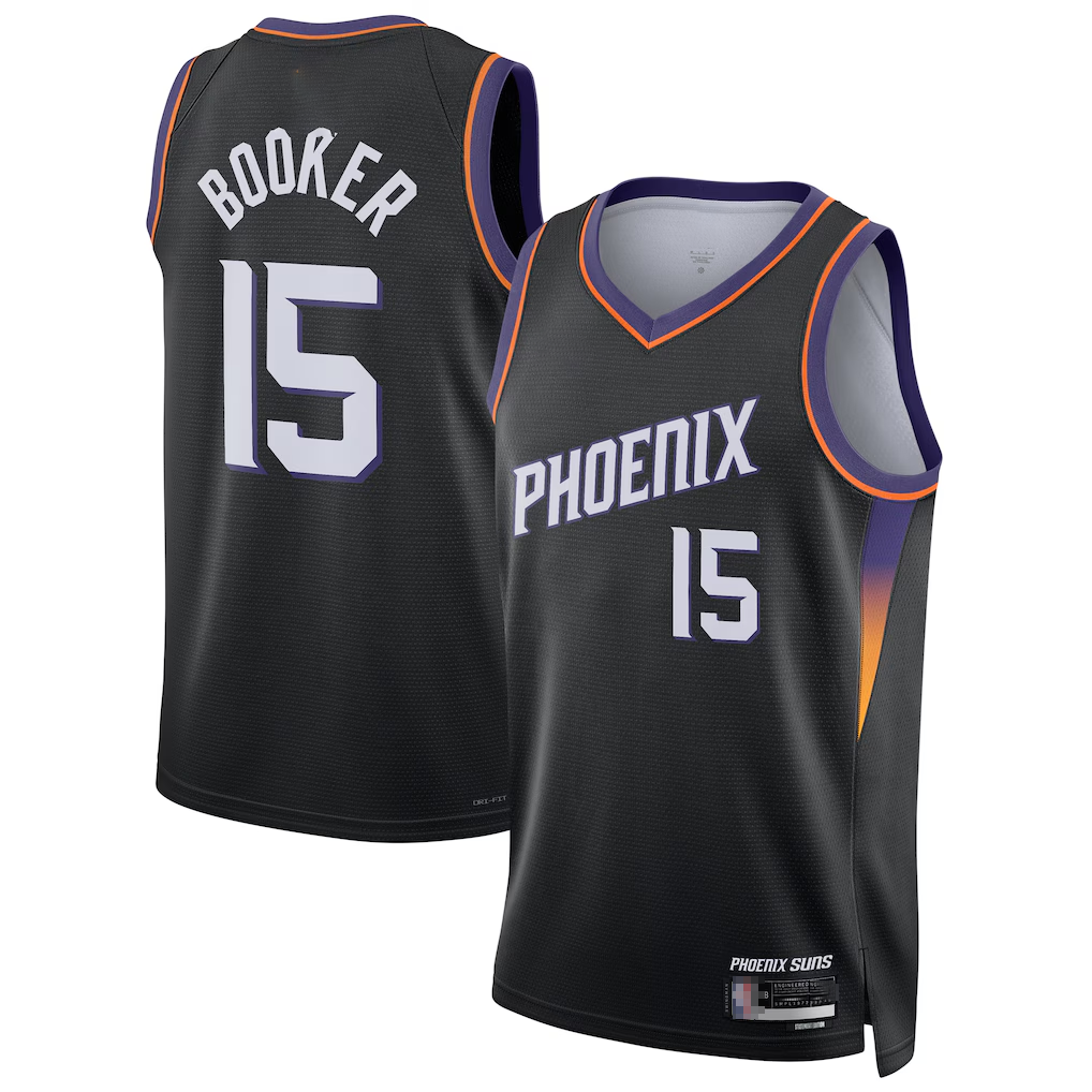 Mdoa P.Suns #15 Devin Booker Black Swingman Jerseys - Statement Edition